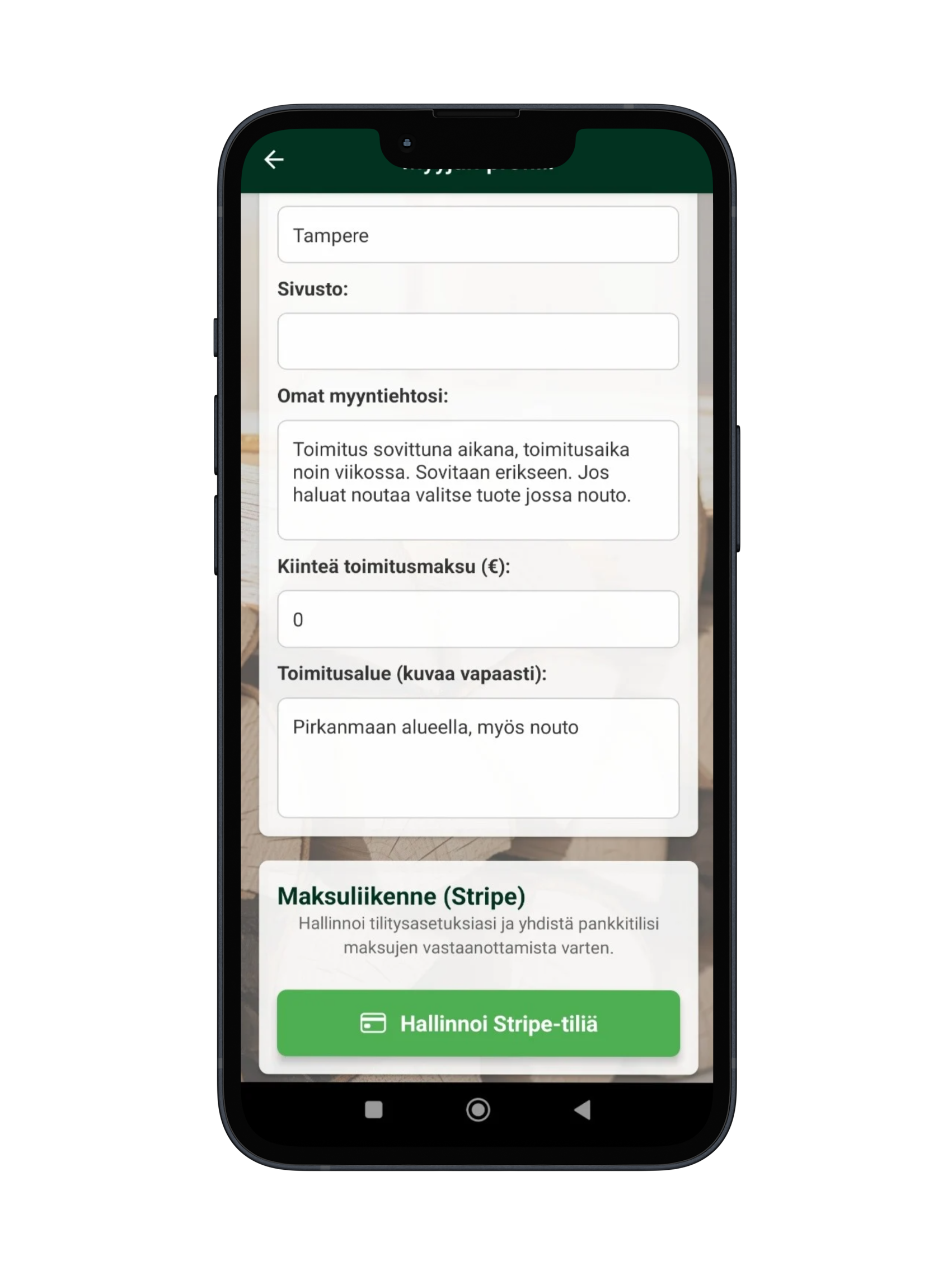 Mockup-kuva myyjän profiilin täydentämisestä